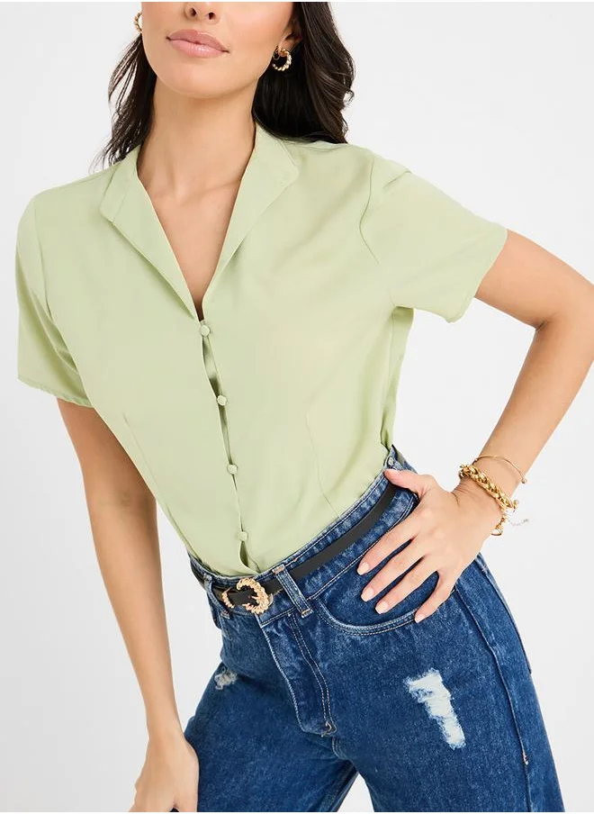 ستايلي Regular Fit Collared Neck Blouse