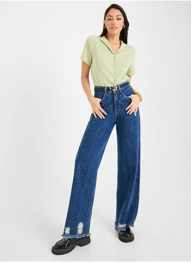 ستايلي Regular Fit Collared Neck Blouse