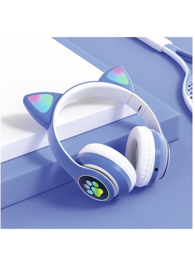 Cute Cat Ear Headphones for Ear Wireless LED Light Headset with for PC,Phones,Stereo Sound Foldable Wireless for Girls Boys - Image 1
