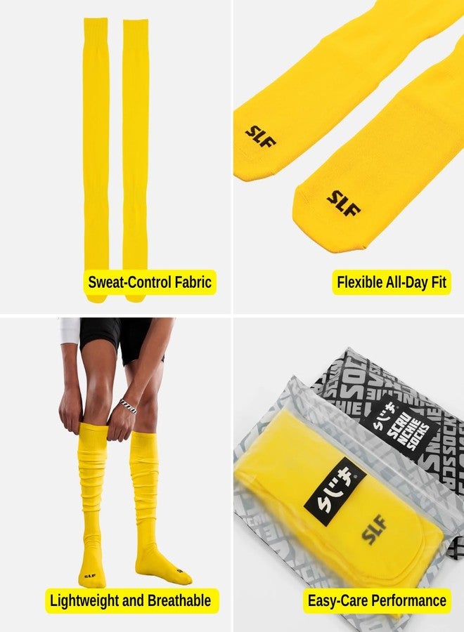 SLEEFS Yellow Scrunch Football Socks - Knee‑High Moisture‑Wicking Extra Long Football Socks for Men, Women & Youth - Pre‑Scrunched Design, Enhanced Grip & Shin Guard Support - Image 5