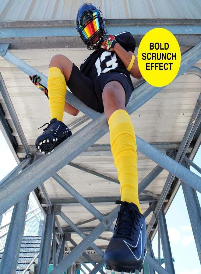 SLEEFS Yellow Scrunch Football Socks - Knee‑High Moisture‑Wicking Extra Long Football Socks for Men, Women & Youth - Pre‑Scrunched Design, Enhanced Grip & Shin Guard Support - Image 2