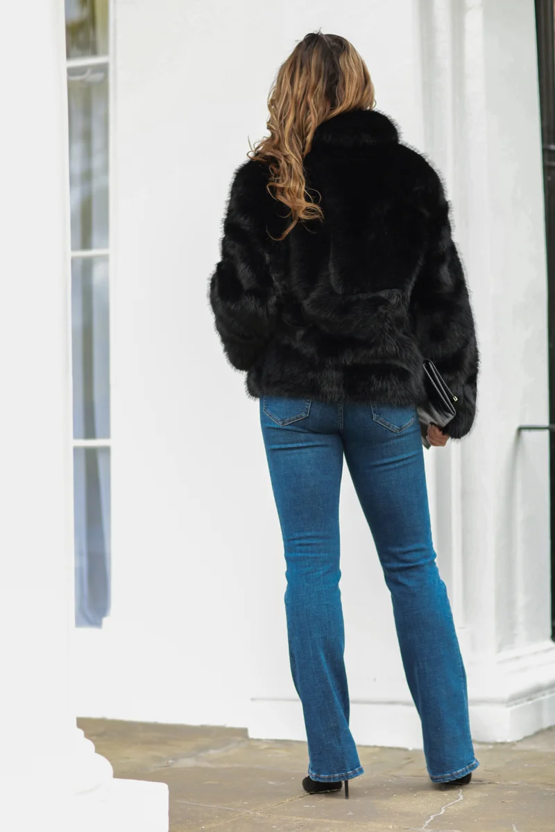 Double Second Black Faux Soft Fur Jacket for Women | Best Price UAE