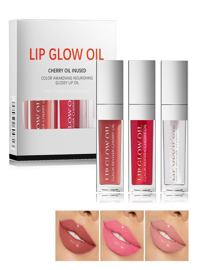 Tiejdhr 3Pcs Plumping Lip Oil, Lip Glow Oil Tinted Lip Balm Lip Care, Long Lasting Nourishing, Transparent Toot Lip Oil Repairing Lip Lines and Prevents Dry Cracked Lip Plumper (Lip Gloss- C Set) - Image 1
