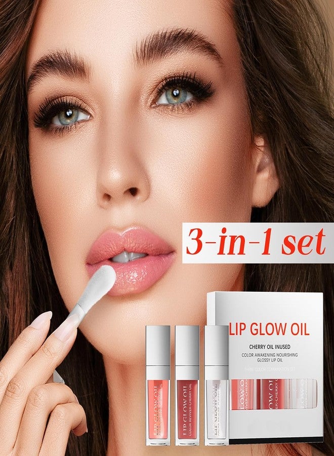Tiejdhr 3Pcs Plumping Lip Oil, Lip Glow Oil Tinted Lip Balm Lip Care, Long Lasting Nourishing, Transparent Toot Lip Oil Repairing Lip Lines and Prevents Dry Cracked Lip Plumper (Lip Gloss- C Set) - Image 4
