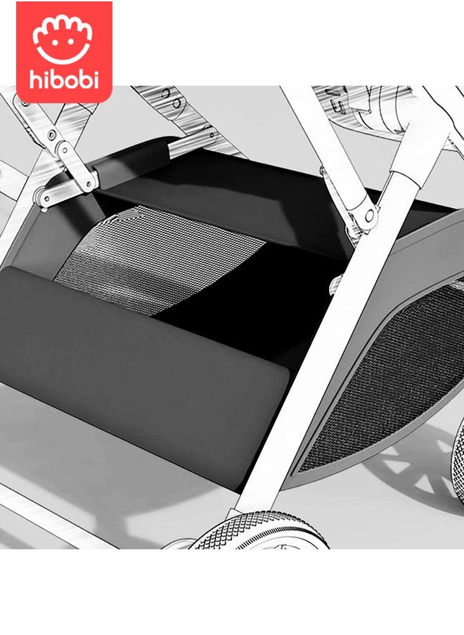 hibobi - Reversible Travel Stroller, Lightweight Design, Push Button Folding, 5point safety harness, Multirecline Seat, Eazy Fold, Wide Canopy, Large Basket,Newborn, 0-4Years- Grey - Image 1