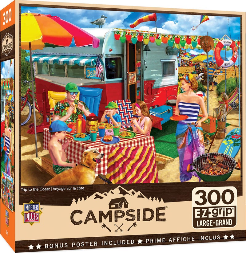 MasterPieces - 300 Piece Jigsaw Puzzle, Large EZ Grip Shapes, Trip to The Coast, Fun for Adults, Seniors, Family, Kids, Non-Glare Finish, 18"x24" - Image 1