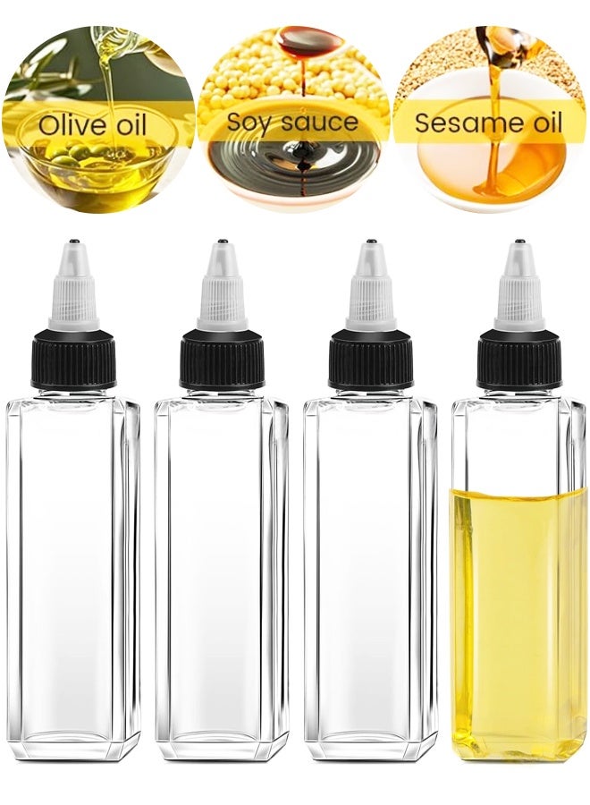 4PCS 3.4OZ Plastic Squeeze Bottles, Leak-Proof Condiment Containers with Twist Top Cap - Image 1