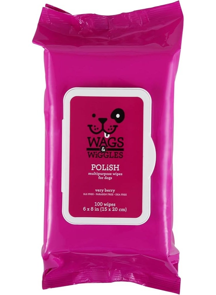 مناديل Wags & Wiggles متعددة الاستخدامات 100 منديل لتنظيف الحيوانات الأليفة للحوافر والفرو - Image 1
