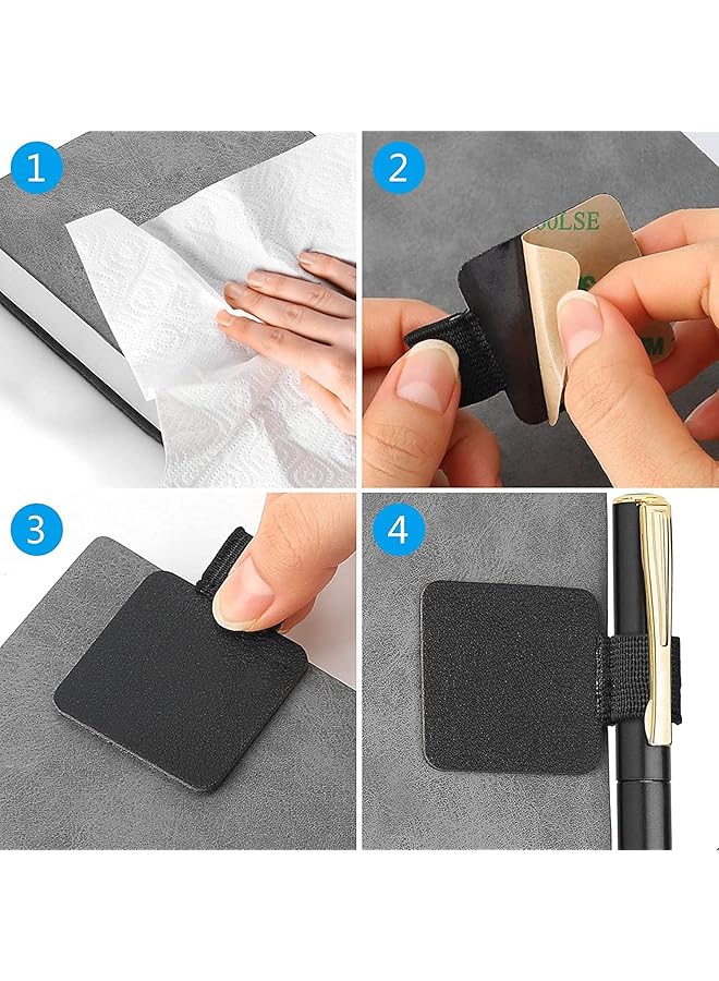 erorex Pen Loop Holder For Notebooks Journals Planners Tablet Case Self Adhesive Leather Pencil Holder With Elastic Loop For Pens For Pencil Stylus Pen Black 5 Pack - Image 5