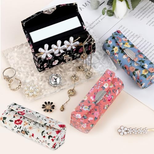 CoolShef 4Pcs Lipstick Case with Mirror | Portable Lipstick Holder for Purse | Small Flower Lipstick Pouch for Women and Girls | Compact Makeup Storage Organizer - Image 5