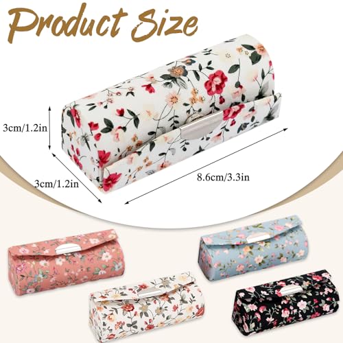 CoolShef 4Pcs Lipstick Case with Mirror | Portable Lipstick Holder for Purse | Small Flower Lipstick Pouch for Women and Girls | Compact Makeup Storage Organizer - Image 2