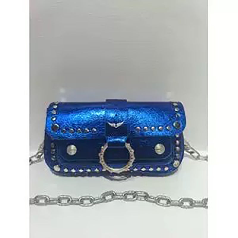 Zv Bag French Design Rivet Circle Simple Versatile Chain Shoulder Crossbody Small Square Bag Mini - Image 1