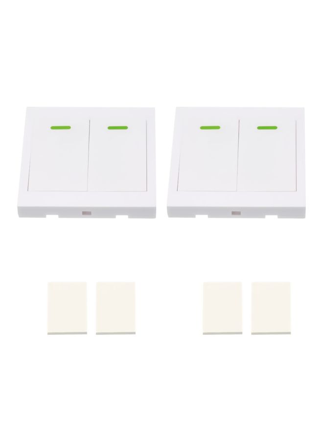 NIBEMINENT 2-Piece Push Button 2 Gang Remote Controller Transmitter With Stickers White  - Image 1