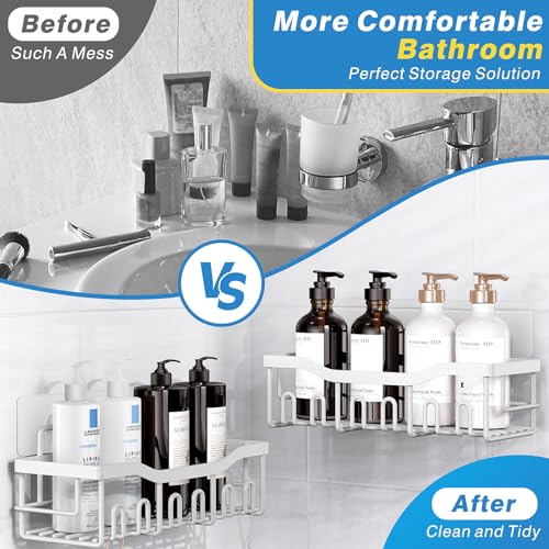 EUDELE 5-Pack Rustproof Stainless Steel Shower Caddy – No Drill Adhesive Bathroom Organizer with Large Capacity, Spacious Shower Shelves for Inside Shower, Kitchen & Home Decor Storage-XL Size - Image 3