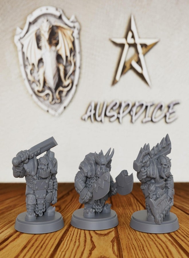 AUSPDICE Gothic Heavy Armored Orc Squad - 3pc Unpainted 28mm Scale Brutal Warrior Figures for Tabletop Gaming, Fantasy Grunt Minis Figurine for TTRPGs - Ork Warriors (AS538) - Image 2