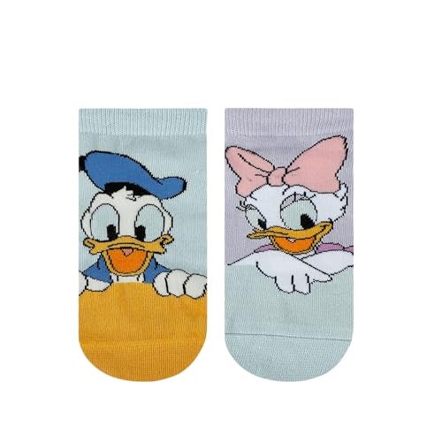 BALENZIA SocksXpress Disney Character Lowcut/Ankle length socks for Women- Donald & Daisy Pack of 2,(Free Size) Blue,Pink| Made with Cotton & Spandex - Image 1