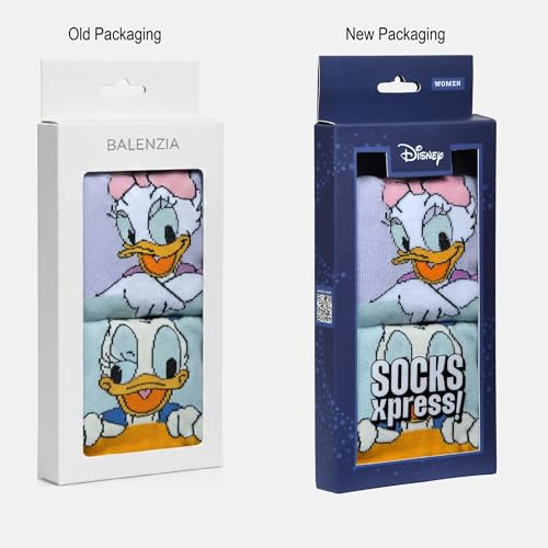BALENZIA SocksXpress Disney Character Lowcut/Ankle length socks for Women- Donald & Daisy Pack of 2,(Free Size) Blue,Pink| Made with Cotton & Spandex - Image 3