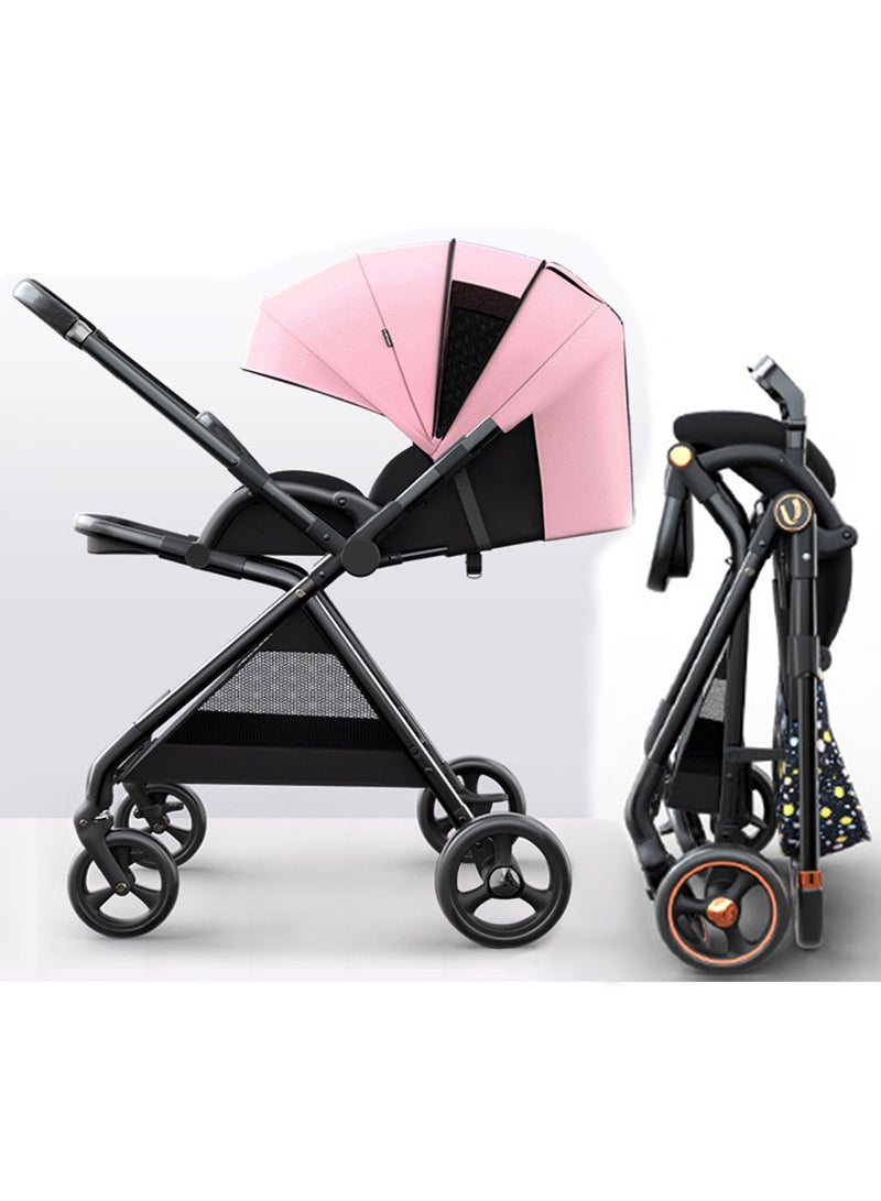 ليموس عربة أطفال مع صينية محمولة وخفيفة الوزن وقابلة للطي، عربة أطفال ثنائية الاتجاه بمقبض قابل للتعديل ومقعد قابل للعكس وسلة تخزين - Image 1