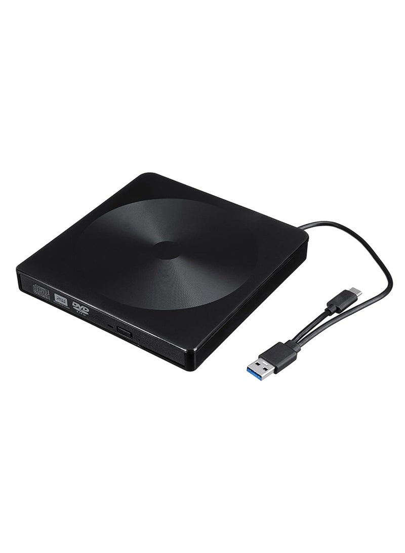 External CD Drive USB 3.0 Portable CD DVD +/-RW Drive DVD/CD ROM Rewriter Burner Drive Player Reader Writer Compatible With Laptop Desktop PC Windows Mac Pro MacBook, Black  - Image 1
