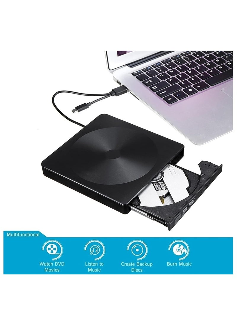 External CD Drive USB 3.0 Portable CD DVD +/-RW Drive DVD/CD ROM Rewriter Burner Drive Player Reader Writer Compatible With Laptop Desktop PC Windows Mac Pro MacBook, Black  - Image 4