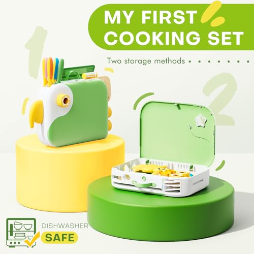 Yeeammk Toddler Cooking Set with Storage BoxKids Kitchen SetSafe PP Material Montessori Kitchen Tools for Real CookingDishwasher SafeFun BirdShaped Organizer Toddler Knife Set - Image 5