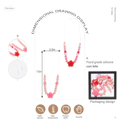 Jissoo 2Pcs Breastfeeding Necklaces - Silicone Sensory Necklace for New Moms,Emotional Calming Supplies,Newborn Nursing Sensory Necklace,Stylish Silicone Floral Nursing Necklaces - Image 2