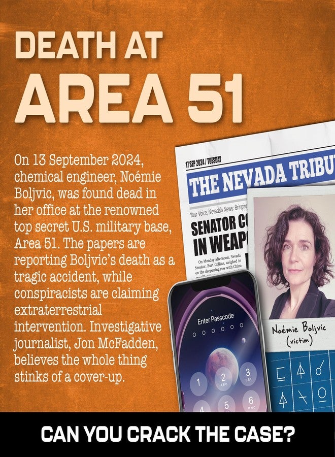 Lucky Egg MMC Death at Area 51 – Thrilling Murder Mystery Games for Adults in a Classified Military Base – 47 Evidence Pieces, 150 Min Gameplay (3.5/5 Difficulty) – Cold Case Files Game for 1-10 Players - Image 2