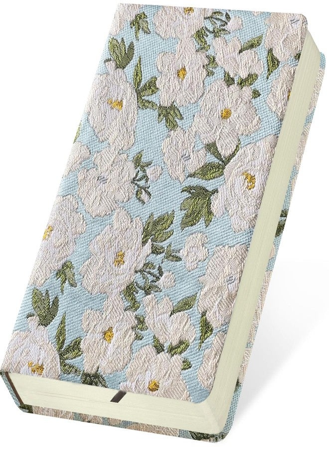 ipoul Pocket Notebook, A6, 4x6, Small Embroidered Journal, Cute Notebook, Lay Flat, Hardcover, Lined Paper & Sketchbook, Personal Writing Journal for Women, Blue, White Gardenia Flower - Image 1