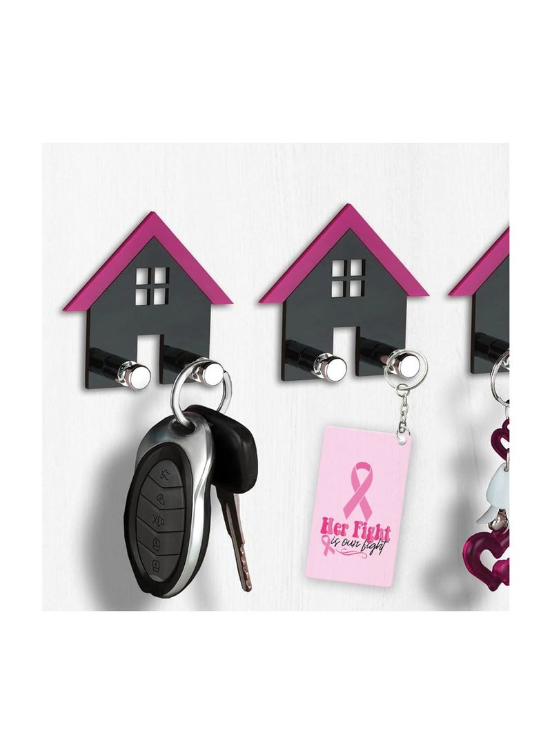 برينت شوب فور مي سلاسل مفاتيح للتوعية من PinkCancer - سلاسل مفاتيح ملهمة من الأكريليك بشريط وردي - تدعم مقاتلي PinkCancer والناجين والمحاربين - مثالية لجمع التبرعات والأحداث  - Image 4