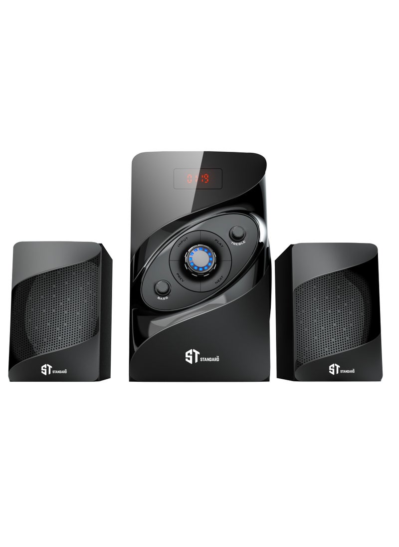 Standard - Speaker Standard 2.1 Wave 2500 Power 25 Watt illuminated multimedia speaker Optical Cable - Aux - Bluetooth - Usb - Sd card - Radio - Led Screen - Remote - Full Function - Image 1
