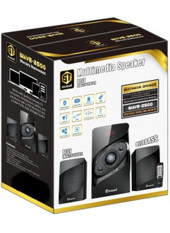 Speaker Standard 2.1 Wave 2500 Power 25 Watt illuminated multimedia speaker Optical Cable - Aux - Bluetooth - Usb - Sd card - Radio - Led Screen - Remote - Full Function