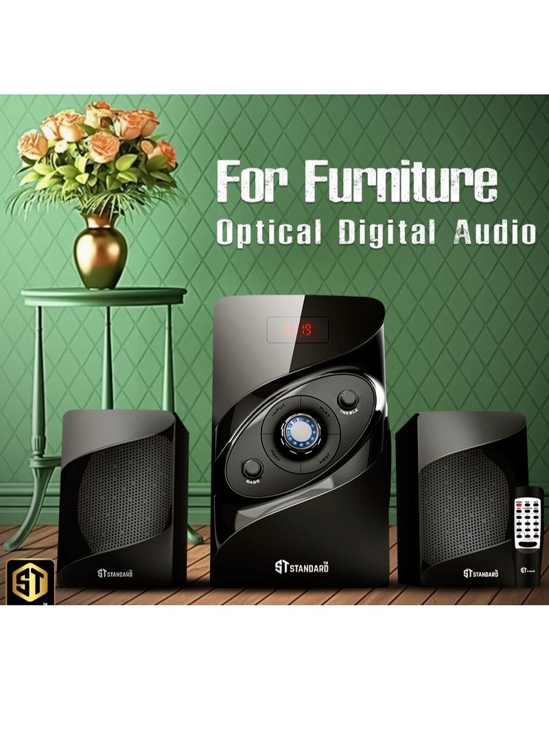 Standard - Speaker Standard 2.1 Wave 2500 Power 25 Watt illuminated multimedia speaker Optical Cable - Aux - Bluetooth - Usb - Sd card - Radio - Led Screen - Remote - Full Function - Image 1