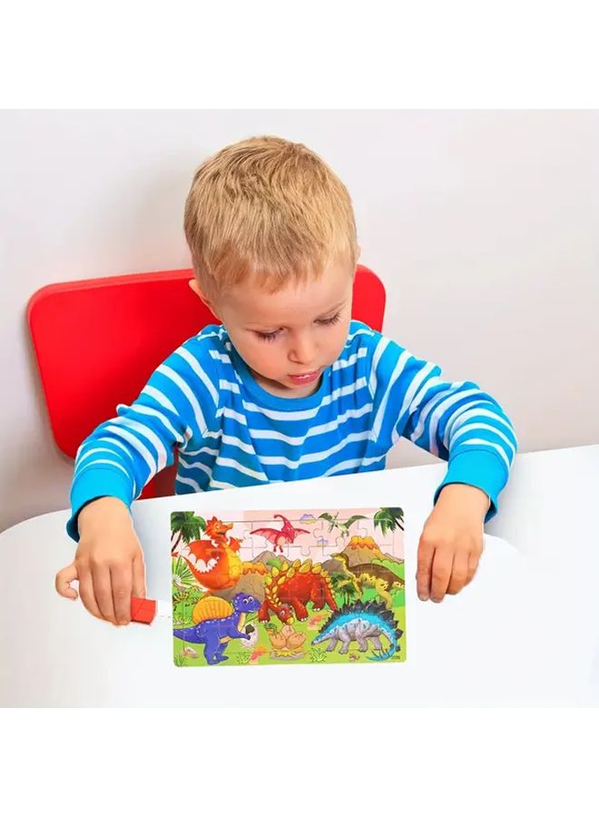 30Pcs Wooden Dinosaur Puzzle Set Educational Toys For Kids Christmas Gifts - Image 1