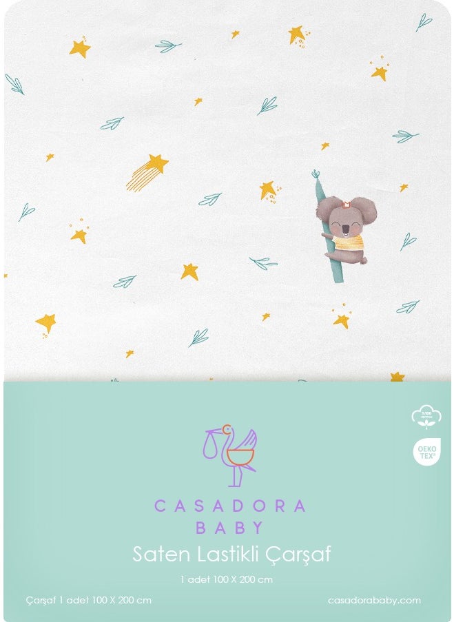 Casadora Baby Koko 100% Cotton Satin Elastic Baby/Child Sheet - 100 x 200 cm  - Image 1