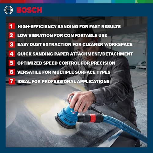 BoSCH GEX 125 Professional Random Orbit Sander | 280 W| Sanding Pad of 125 mm | No-load Speed 7,500 – 12,000 RPM | Orbital Stroke Rate of 15,000 – 24,000| Low Vibration Level 3.8 m/s²| 1 Yr Warranty - Image 3