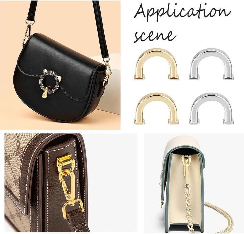 klarako 12 Sets Metal D-Ring Connector Buckles, 2 Colors Purse Suspension Clasp D Ring Buckle Chain Strap Connector with Screws Alloy D-Ring Clasps for Leather Crafts Making Accessories, 0.7×0.5 Inch - Image 5