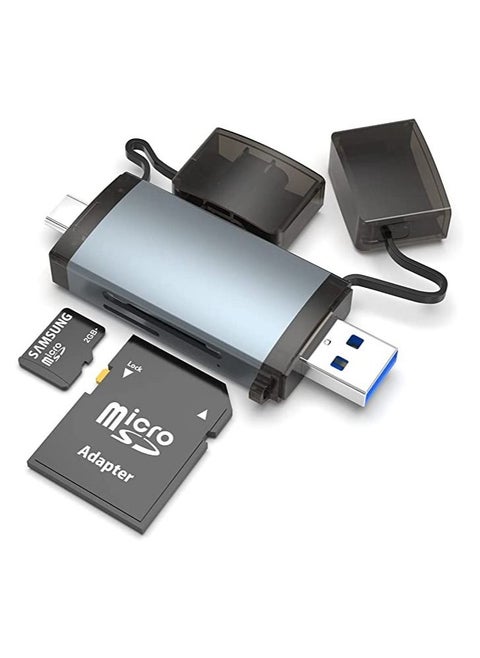 SD Card Reader, USB C USB 3.0 to Memory Card Reader Adapter, Dual Slot for External Camera Photo SD SDHC SDXC MicroSD UHS-I Compatible with Computer PC MacBook Air Pro Samsung Galaxy S22 iPad Pro