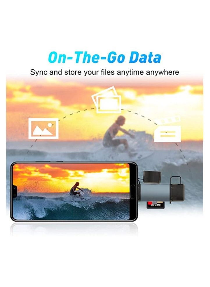 SYOSI - SD Card Reader, USB C USB 3.0 to Memory Card Reader Adapter, Dual Slot for External Camera Photo SD SDHC SDXC MicroSD UHS-I Compatible with Computer PC MacBook Air Pro Samsung Galaxy S22 iPad Pro - Image 1