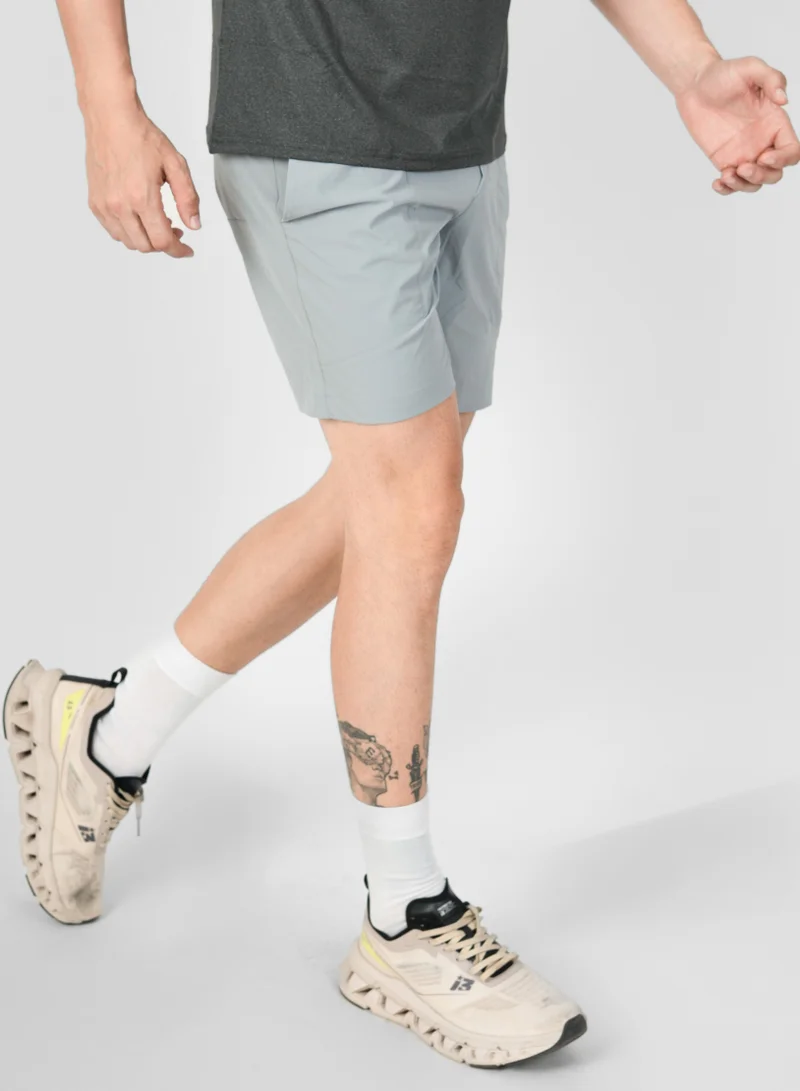 انكسيخ UNXAGE Ease Training & Lifestyle Shorts for Men - Lightweight Quick Dry Gym Shorts | Nylon Spandex Workout Shorts with Pockets | Stone Grey