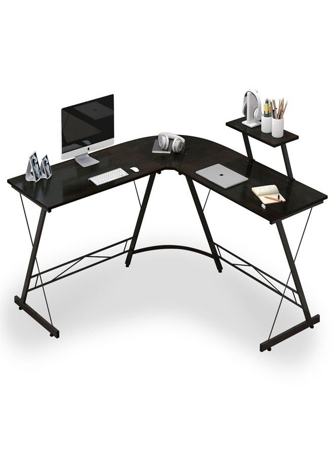 Raffine - L-Shape Gaming Table Computer Desk with Large Monitor Stand - Sturdy Writing Workstation Perfect for Gaming and Home Office Use, Measuring 258 x 46 x 74 cm - Image 1