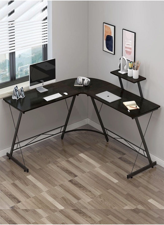 Raffine - L-Shape Gaming Table Computer Desk with Large Monitor Stand - Sturdy Writing Workstation Perfect for Gaming and Home Office Use, Measuring 258 x 46 x 74 cm - Image 1