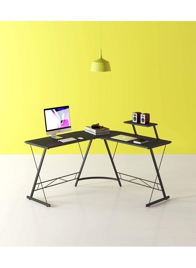 Raffine - L-Shape Gaming Table Computer Desk with Large Monitor Stand - Sturdy Writing Workstation Perfect for Gaming and Home Office Use, Measuring 258 x 46 x 74 cm - Image 1
