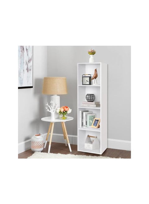 Wood Display Shelf Storage Bookshelf 3/4 Tier Bookcase Stand Rack Cubes Unit (3/4 Cubes, Black/Green/White) (White, 4 Cubes)