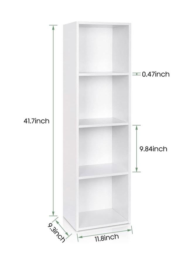Wood Display Shelf Storage Bookshelf 3/4 Tier Bookcase Stand Rack Cubes Unit (3/4 Cubes, Black/Green/White) (White, 4 Cubes)
