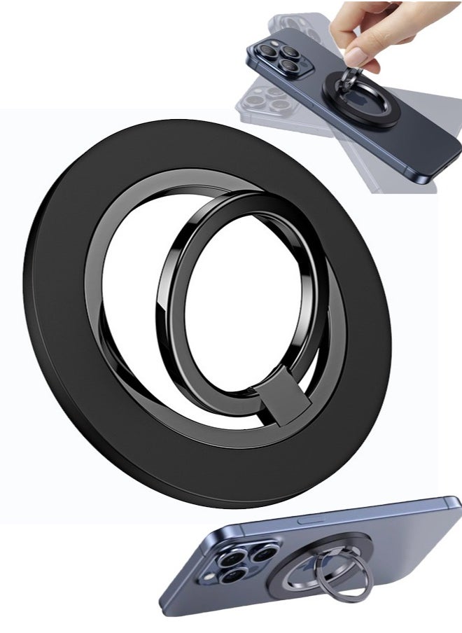 Dominy Magnetic Phone Ring Holder for MagSafe, Strong Magnet Phone Grip Stand Holder Anti-Scratch Adjustable Kickstand for iPhone 15 14 13 12, Pro, Pro Max, Mini, Plus, for Magnetic phone cases, Black  - Image 1