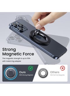 Dominy Magnetic Phone Ring Holder for MagSafe, Strong Magnet Phone Grip Stand Holder Anti-Scratch Adjustable Kickstand for iPhone 15 14 13 12, Pro, Pro Max, Mini, Plus, for Magnetic phone cases, Black  - Image 5