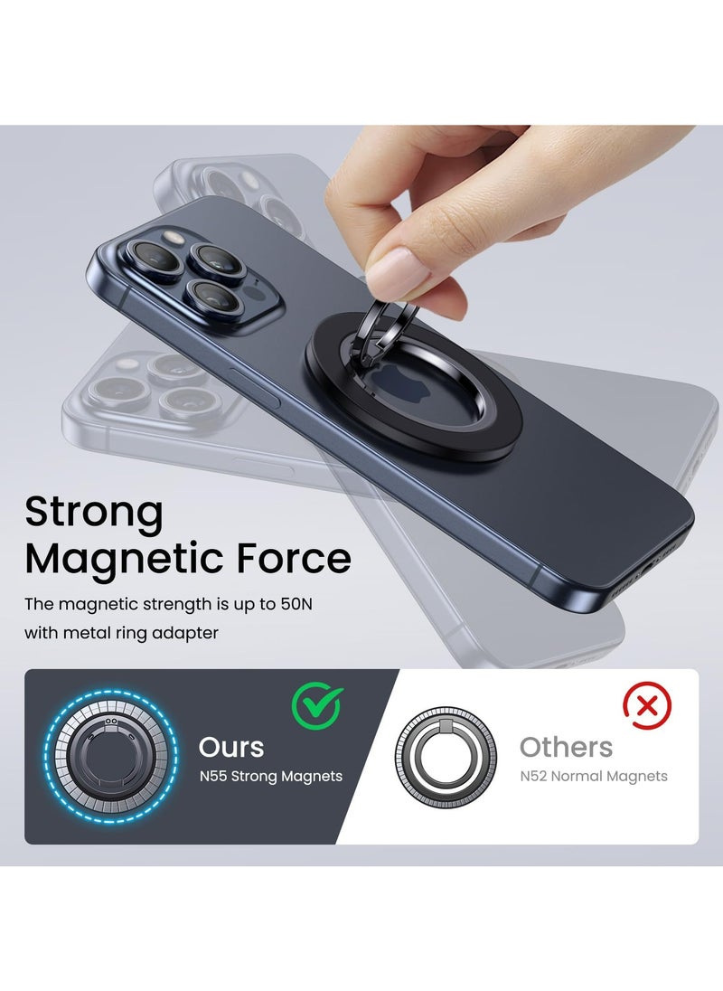 Dominy Magnetic Phone Ring Holder for MagSafe, Strong Magnet Phone Grip Stand Holder Anti-Scratch Adjustable Kickstand for iPhone 15 14 13 12, Pro, Pro Max, Mini, Plus, for Magnetic phone cases, Black  - Image 5