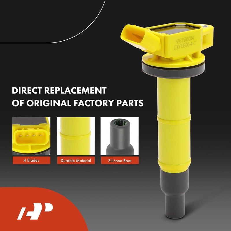 A-Premium Yellow Ignition Coil Pack and Spark Plugs Set - Image 4