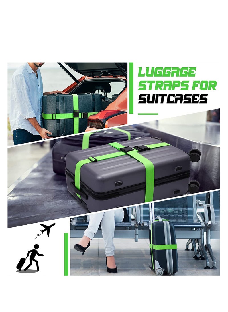 SOLARAE Luggage Straps Suitcase Belts Wide Adjustable Packing Straps Travel Accessories, Suitcase Belts, Packing Straps Travel Belts Accessories for Business Traveling Packing, 2 PCS 74 x 2 Inch Green - Image 4
