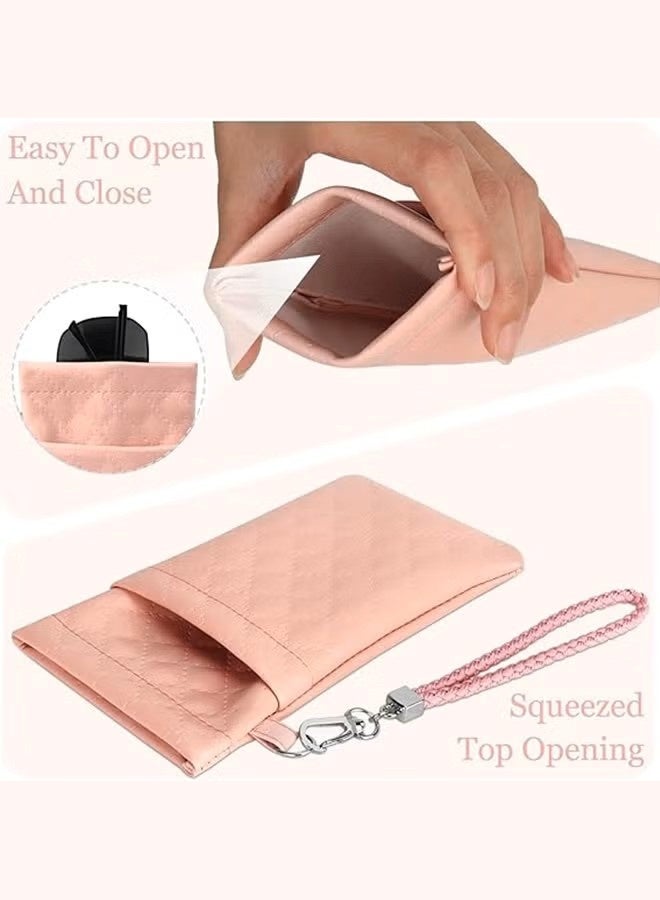 2 PCS Double Eyeglass Case, Soft PU Leather Sunglasses Pouch, Large Squeeze Top Portable Sunglass Case for Women - Image 3